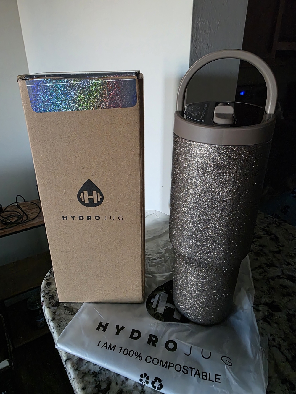 HydroJug Glitter Tumbler - Metallic Taupe